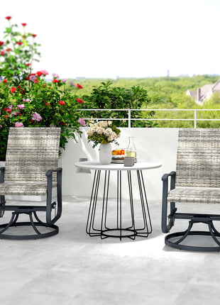 Wicker Rattan Swivel Patio Glider Chair Set of 2, Outdoor Glider Chair with Steel Frame, High Back, Armrests, Yellow