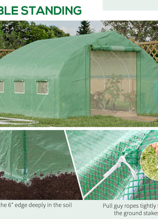 11.5' x 10' x 6.5' Walk-in Tunnel Greenhouse, Green House with Zippered Mesh Door, 7 Mesh Windows & Roll-up Sidewalls, Upgraded Gardening Plant Hot House with Galvanized Steel Hoops, Green