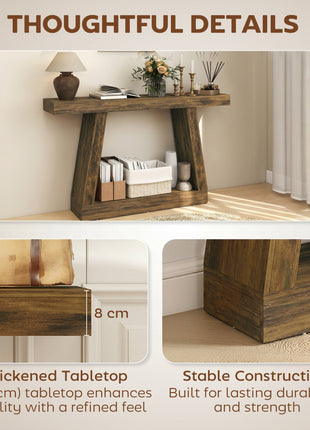 55" Farmhouse Console Table, 2-Tier Entryway Table with Storage for Hallway, Living Room, Behind Couch, Rustic Brown