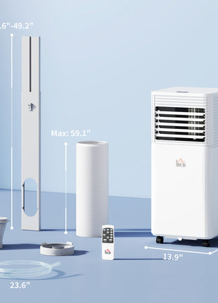 8000 BTU Mobile Air Conditioner for Cooling and Dehumidifying, Remote Control, 24H Timer, LED Display, White