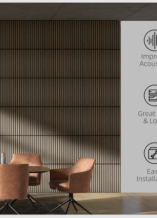 24" x 24" Wood Panels for Wall, 4 Pack Acoustic Panels, Sound Absorbing Slat Wall for Wall Decor, Home, Brown
