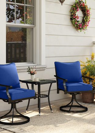 Patio Chair Cushions Set of 2 with Seat & Backrest, Fade Resistant Seat Replacement Cushion Set, Navy Blue