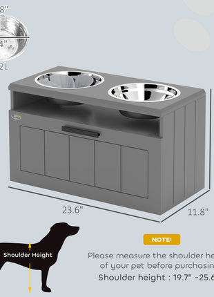 Elevated Dog Bowls, Large Breed Raised Dogs Bowl Stand with 2 Stainless Steel Bowls, Storage Drawer and Slow Feeder Mat