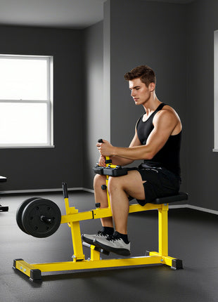 Adjustable Steel Seated Calf Raise Exercise Strength Training Gym Equipment, Yellow