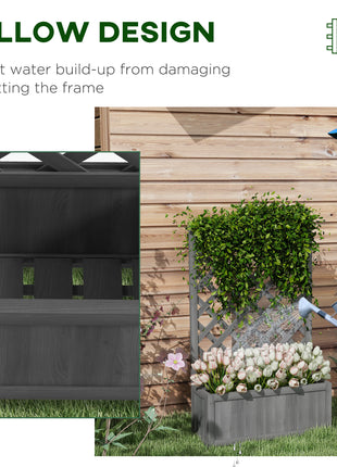 46" Wooden Planter with Trellis, Raised Garden Bed to Grow Vegetables, Herbs, Flowers for Backyard, Patio, Gray
