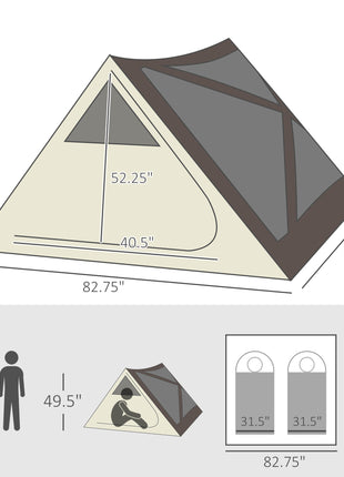 2-3 People Pop Up Camping Tent Waterproof Automatic Instant Tent Portable Cabana Beach Tent with Rainfly, Carry Bag, Windows and Doors, Outdoor Camping Hiking Indoor