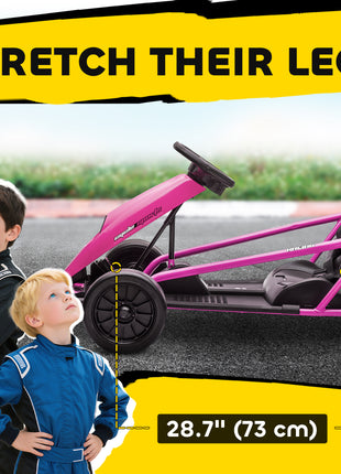 24V Electric Go Kart for Kids, Drift Ride-On Racing Go Kart with 2 Speeds, for Boys Girls Aged 8-12 Years Old, Pink