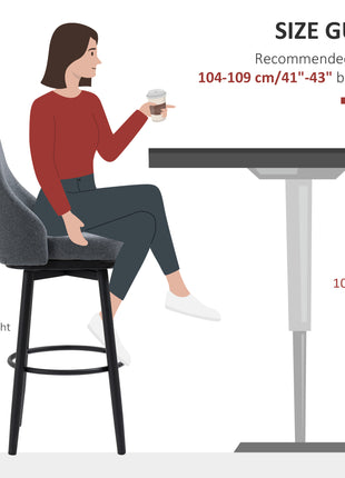 Modern Bar Stools, Set of 2 Swivel Kitchen Chairs, Dark Gray