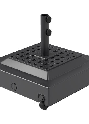 Outdoor Umbrella Stand Base with Wheels, Heavy Duty Patio Umbrella Base, Filled Up to 143lbs with Stand or 112lbs with Water, Patio Umbrella Holder for Garden, Poolside, Black