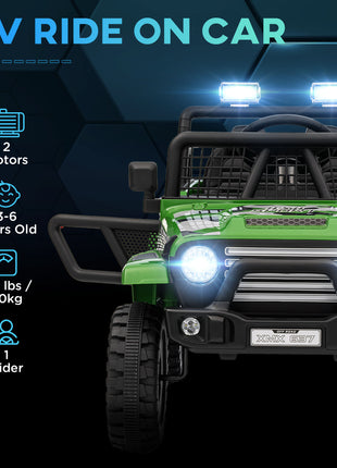 12V Ride on Car, Ride on Truck w/ Remote, 4 Suspension Wheels, 3 MPH Max Speed, Music, Horn & Lights, Green
