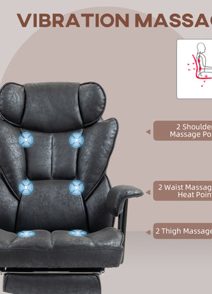 396lbs. Big and Tall Office Chair, Massage Office Chair with Footrest, Lumbar Support & Reclining Function, Black