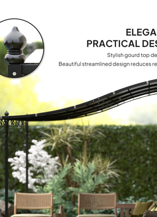 10' x 16' Wall-Mounted Outdoor Pergola Canopy, Metal Patio Canopy with Drainage Holes for Backyard Garden, Dark Gray