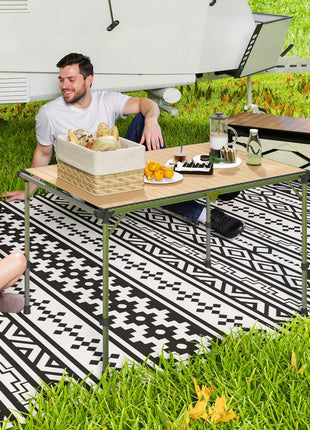 Folding Camping Table, Adjustable Height Aluminum Table, Portable Camping Table for Picnic, Beach, BBQ