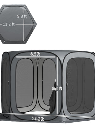 11 x 11ft Pop Up Screen Tent, UPF50+ Portable Camping Gazebo Screen House with Carry Bag, Dark Gray