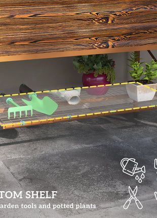Galvanized Raised Garden Bed, Metal Planter Box with Legs, Storage Shelf and Bed Liner, Dark Brown