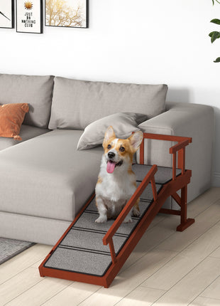 Wooden Dog Ramp with Removable Guardrails, Non-Slip Surface, 49" Long, Brown