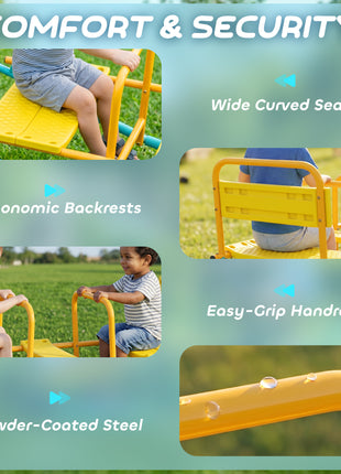 Teeter Totter Seesaw for Kids, 2 in 1 Metal Rocking Seesaw for Toddlers Age 3-8, Playground Equipment for Backyard