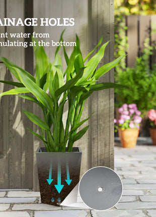 Indoor Outdoor Planters Set of 3 MgO Tall Planters Stackable Flower Pots with Drainage Holes for Garden, Balcony, Gray