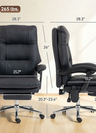 Massage Office Chair with 6-Point Vibration, Pet-Friendly Faux Leather Ergonomic Executive Desk Chair, Black