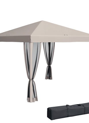 10' x 10' Pop Up Canopy Tent with Netting, Instant Gazebo, Screen House Room with Carry Bag, Height Adjustable, for Outdoor, Garden, Patio, Camping, Beige
