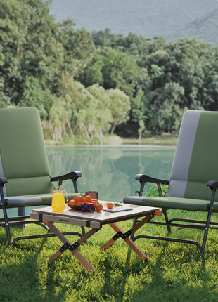 Outdoor Rocking Chairs Set of 2, Folding Rocking Chair Set, 400 lbs. Capacity, Wide Seat, Padded High Back, Dark Green