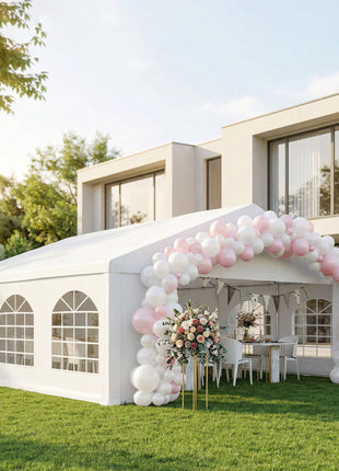 20' x 20' Heavy-duty Large Wedding Tent, Outdoor Carport Garage Party Tent, Patio Gazebo Canopy with Sidewall, White