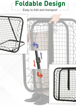 Soccer Rebounder Net, 3' x 3', Angle Adjustable Portable Training Goal Net with Quick Folding Design, Sturdy Metal Tube