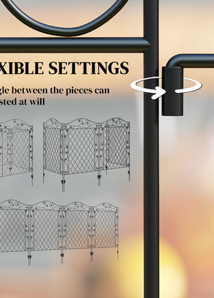 Garden Fence, 4 Pack Steel Fence Panels, 11.5' L x 43" H, Rust-Resistant Decorative Border Flower Edging for Yard, Landscape, Patio, Outdoor Decor, Wavey Vines