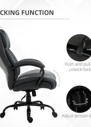 Executive Office Chair with Wide Seat, Computer Desk Chair with Adjustable Height, Swivel Wheels, Gray