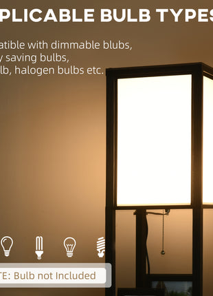 Modern Shelf Floor Lamp with Dual Ambient Light, Standing Lamp Living Room, Bedroom, 10.25"x10.25"x61.5", Black