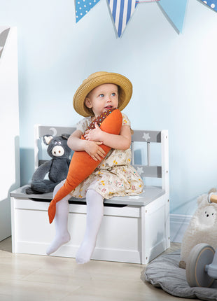 Toddler Toy Box Storage Bench with Large 27 Liter Interior, Kids Storage Bench Seat with Storage for Toddler Playroom Furniture, Kids Bedroom Furniture, Toy Organizer and Storage Bin, Gray
