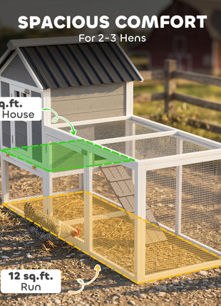 82" Wooden Chicken Coop, Large Outdoor Hen House for 2-3 Hens, Chicken House with Nesting Box, Pull-on Tray