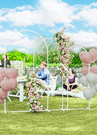 Metal Arch Backdrop Stand Set of 3, 7/6.5/6 ft Wedding Arch Frame, Balloon Backdrop Arch Stand Set for Birthday Party, Bridal Shower, Graduation, Ceremony, Banquet Decorations, White