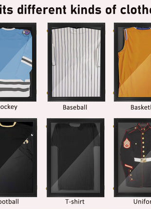 24" x 32" Acrylic Shadow Box Frame, UV-Resistant Jersey Display Case with T-shirt Hanger and 2 Keys, Black