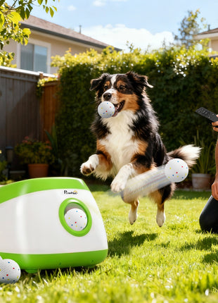 Automatic Dog Ball Launcher with 26-80 FT Distance, Automatic Ball Launcher for Medium and Large Dogs, Green