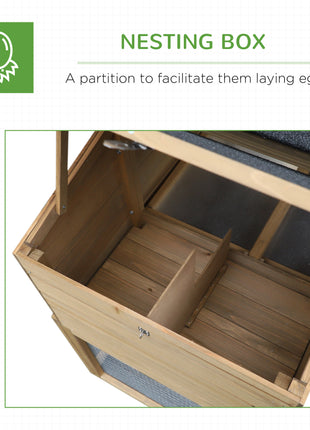 69" Wooden Chicken Coop, Poultry Cage Hen House with Connecting Ramp, Tray, Ventilated Window and Nesting Box