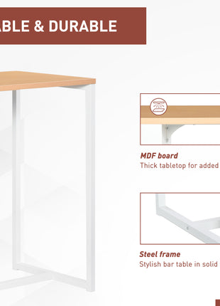 Modern Bar Table Counter Height Dining Table with 3 Storage Shelves for Kitchen, Dining Room, Living Room, White