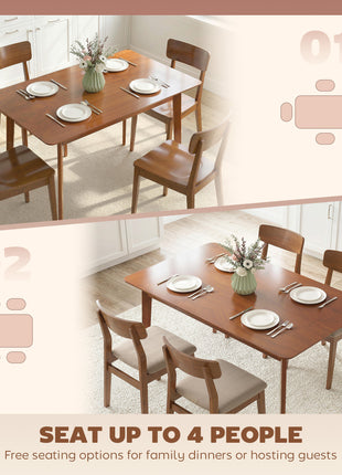 47.2" Rectangle Dining Table for 4, Mid-Century Modern Kitchen Table with Rubber Wood Legs for Dining Room, Walnut