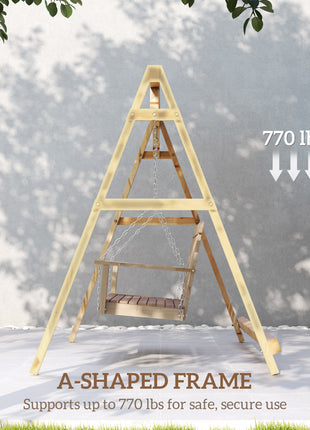 770lbs Porch Swing Frame, Heavy Duty A-Frame Hanging Chair Stand Only with Reinforced Bars for Porch, Garden, Backyard