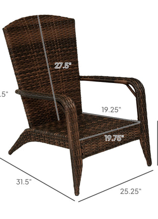 Patio Adirondack Chair with Rattan Wicker, Soft Cushions, Tall Curved Backrest for Deck or Garden, Cream White