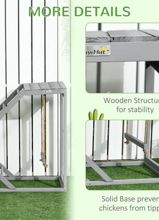 Chicken Activity Play for Healthy & Happy Animals, Swing Set with Chicken Perches & Hen Ladder, Chicken Coop Toy, Gray
