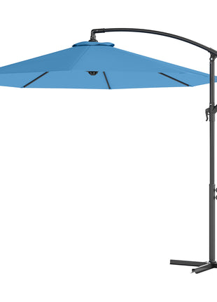 10' Cantilever Tilt Offset Patio Umbrella w/ UV & Water Safe Material & Cross Base (Weight Not Included), Blue