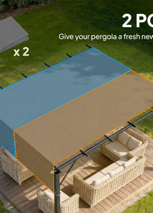 2 Pcs Pergola Replacement Canopy, UV Protection Pergola Shade Cover, Easy to Install, for 10 x 10ft Pergola, Dark Gray