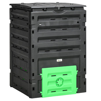 Garden Compost Bin, 120 Gallon (450L) Garden Composter, BPA Free, with 80 Vents and 2 Sliding Doors, Lightweight & Sturdy, Fast Creation of Fertile Soil, Black