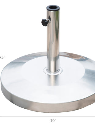 55lb Round Stainless Steel Outdoor Patio Umbrella Stand Base with Heavy Cement Bottom & Mirror Finish