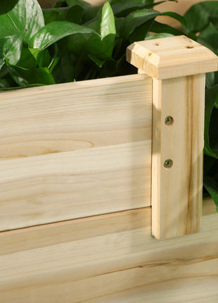 3 Tier Raised Flower Bed Outdoor Planter Box Wooden Garden Bed, Open Bottom for Plants, 42.5"x34.75"x14.25", Natural