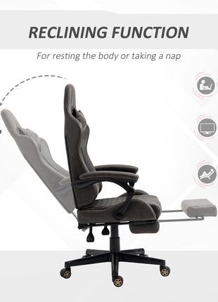 Racing Gaming Chair Diamond PU Leather Office Gamer Chair High Back Swivel Recliner with Footrest, Lumbar Support, Adjustable Height, Brown