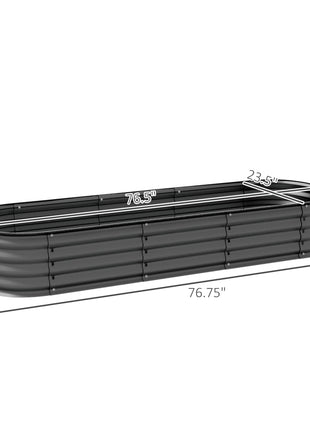 6.4' x 2' x 1' Galvanized Raised Garden Bed Kit, Metal Planter Box with Safety Edging, Dark Gray
