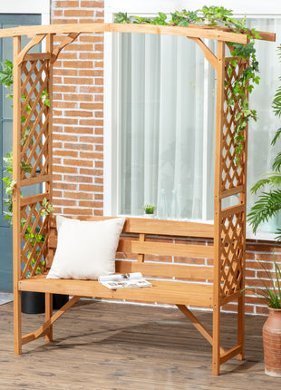 Patio Garden Bench, Wooden Bench, Outdoor Bench for Vines/Climbing Plants, Brown