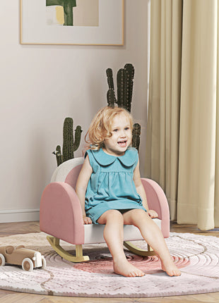 Kids Rocking Chair, Princess Crown Toddler Chair, Children's Armchair Rocker for Bedroom, Playroom, Pink